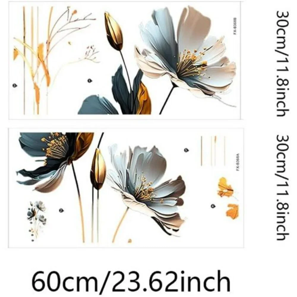 3D Floral Wall Stickers Waterproof Removable Wall Decals for Home Decor